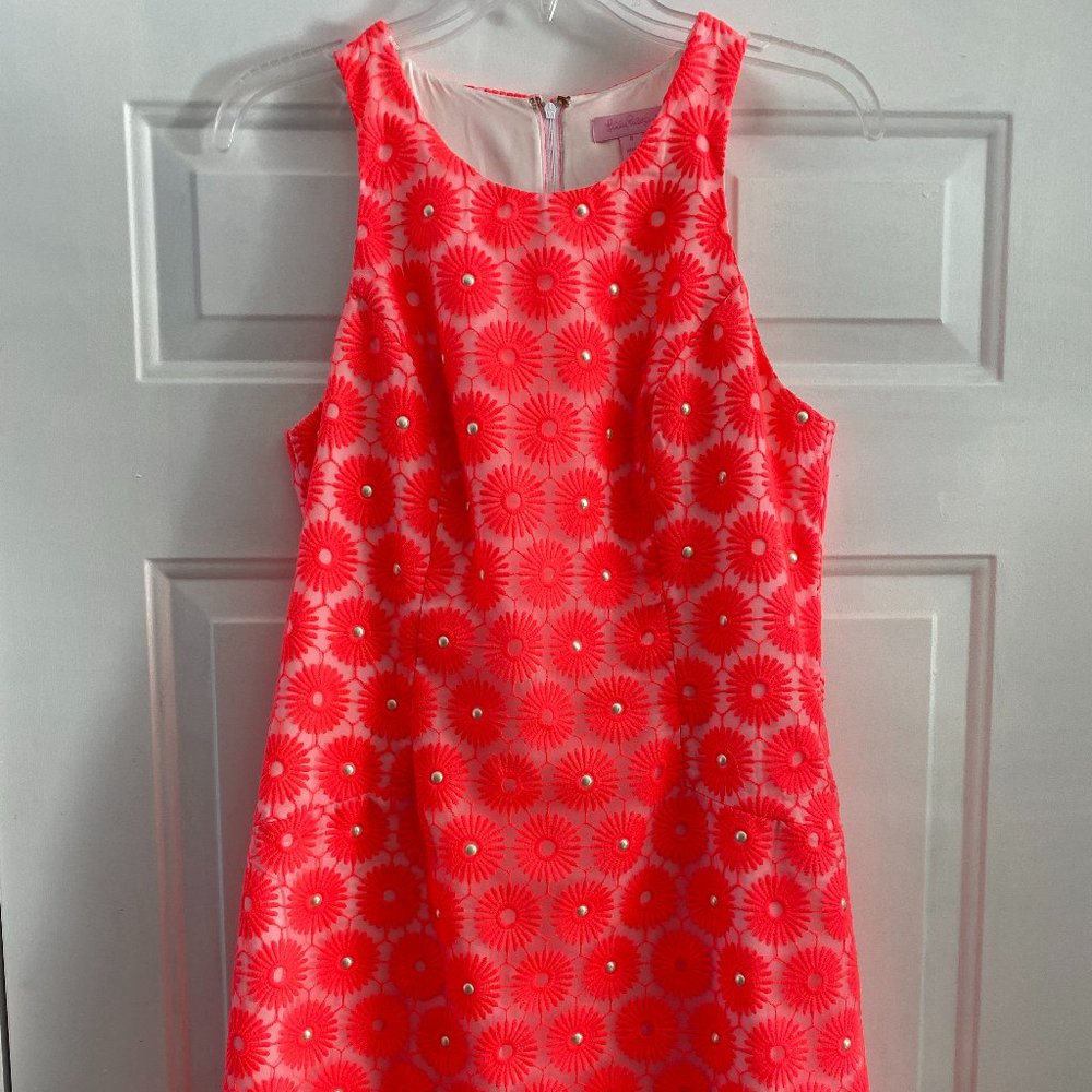 Lilly Pulitzer pearl shift Fiesta Pink dress, size 8